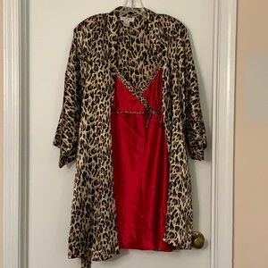 Satin like nightgown and robe